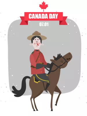 Editable Canada Day Post with Mountie to Customize Online