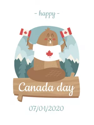 Canada Day Post with Beaver Illustration to Edit Online