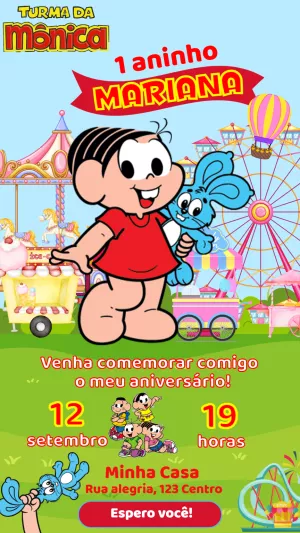 Convite Aniversário Turma da Mônica no Parque para Editar