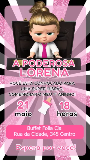 Convite Aniversário Poderosa Chefinha para Editar Online