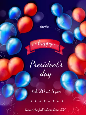 Editable President's Day Invitation with Balloons to Customize