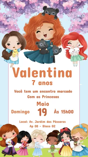 Invitación de cumpleaños Princesas – Estático – Gisele