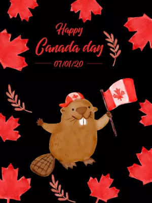 Canada Day Post with Beaver Illustration to Edit Online