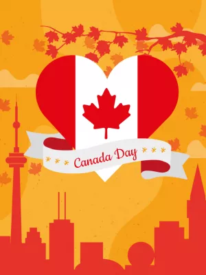 Editable Canada Day Post with Flag Heart to Customize Online