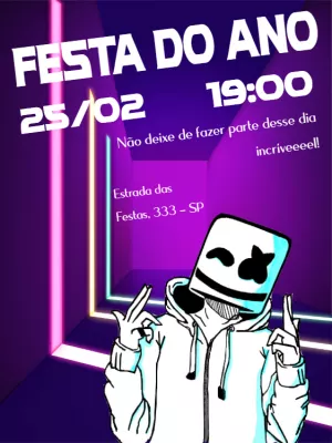 Convite de Aniversário DJ Marshmallow para Editar Online