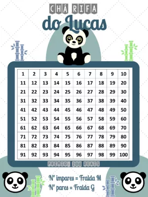 Chá Rifa Ursinho Panda Menino para Editar Online