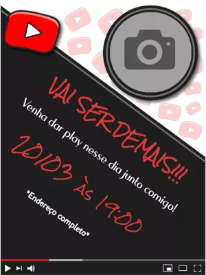 Convite Aniversário Youtuber com Foto para Editar Online