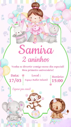 Invitation d'anniversaire Cirque – Statique – Laiane