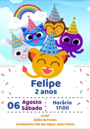 Convite de Aniversário Bolofofos para Editar e Imprimir