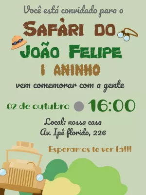 Safari Birthday Invitation – Static – ig: @illustragio
