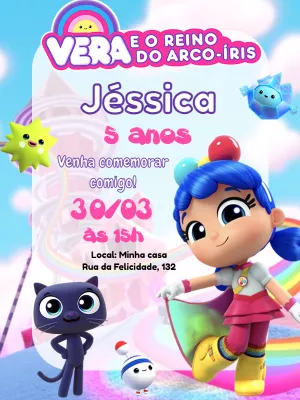 Convite de Aniversário Vera e o Reino do Arco-íris para Editar