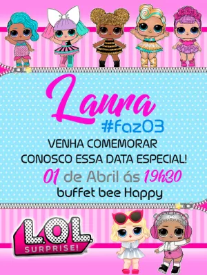 Convite de Aniversário Lol Surprise com Bonecas para Editar Online