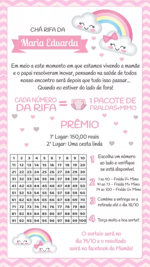 Chá Rifa Chuva de Amor Menina para Editar Online e Imprimir