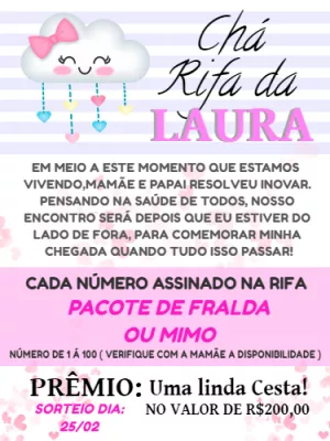 Convite Chá Rifa Chuva de Bênçãos para Editar Online