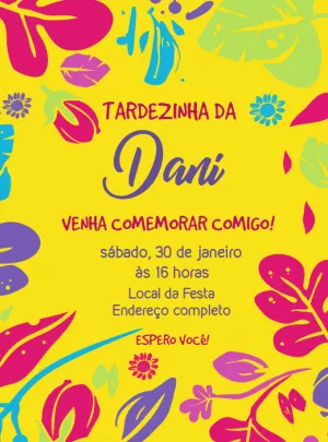 Convite de Aniversário Floral Tropical para Editar Online