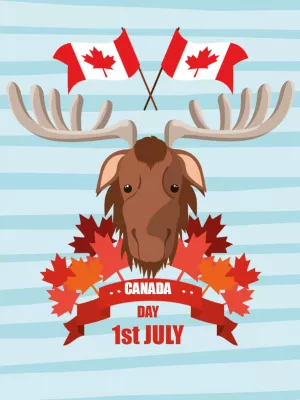 Canada Day Celebration Post with Moose to Edit Online