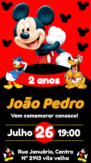 Invitación de cumpleaños Mickey Mouse – Estático – Thainá Nicolau 