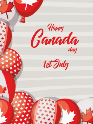 Canada Day Post with Balloons and Maple Leafs to Edit Online