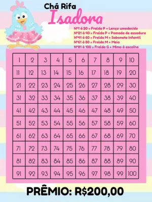 迎婴派对抽奖卡 – 静态 – Bella Liz Convites