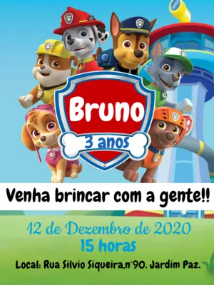 Invito di compleanno Paw Patrol – Statico – Bella Liz Convites