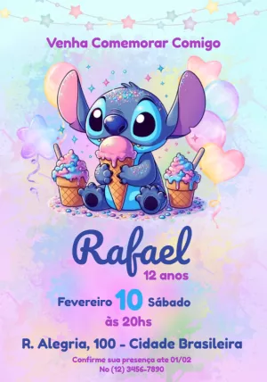 Invitación de cumpleaños Stitch – Estático – Julia B