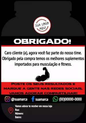 Cartão de Agradecimento Fitness Editável para Lojas Online