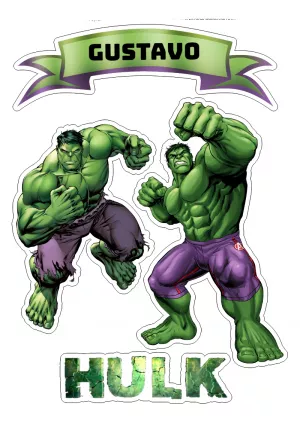 Topo de Bolo Hulk para Aniversário para Editar e Imprimir