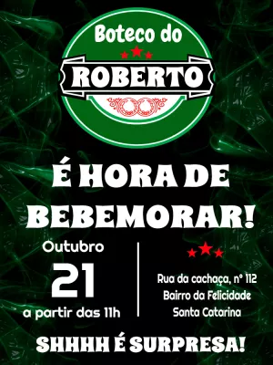 Convite de Aniversário Tema Cerveja para Editar Online