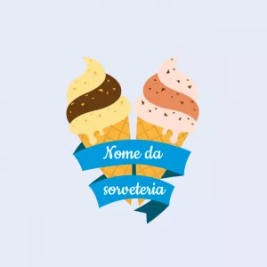 Logo Editável para Sorveteria com Casquinhas de Sorvete