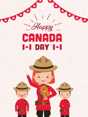 Canada Day Post with Mountie Characters to Edit Online