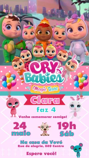 Convite Aniversário Cry Babies Magic Tears para Editar Online