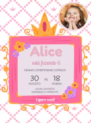Invitación de cumpleaños Princesas – Estático – Decore Arte