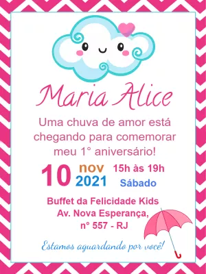 Convite de Aniversário Chuva de Amor para Editar Online