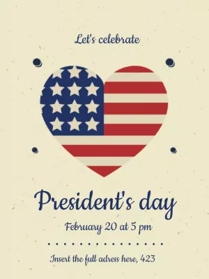 President's Day Invitation with Heart Flag to Edit Online