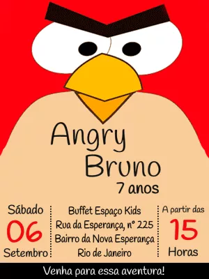 Convite de Aniversário Angry Birds para Editar Online