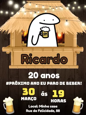 Convite Aniversário Adulto Flork Boteco Editável Online