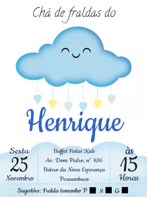 Invito baby shower – Statico – Pedro Henrique