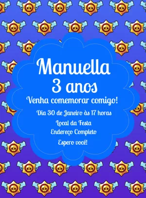Convite de Aniversário Brawl Stars para Editar Online