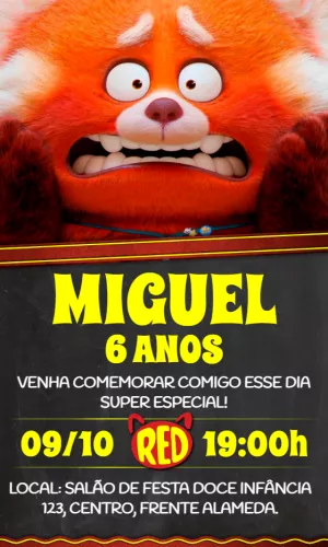 Convite Aniversário Red Crescer é uma Fera para Editar Online
