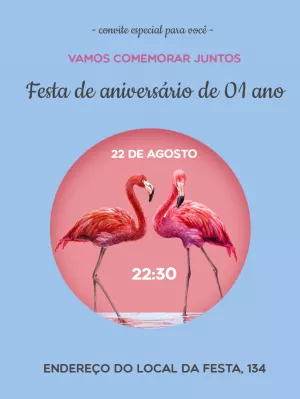 Convite Aniversário Flamingo Tropical Editável Online