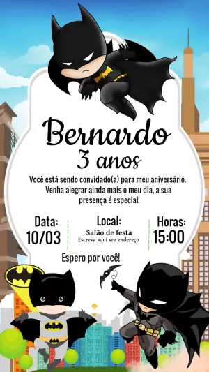 Convite Aniversário Batman Toy para Editar Online