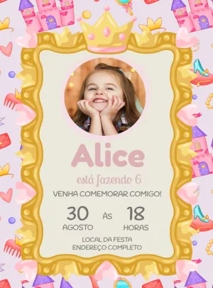 Invitación de cumpleaños Princesas – Estático – Decore Arte