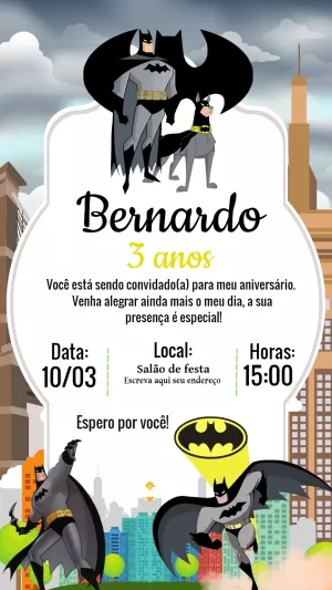 Convite de Aniversário Batman e Ace para Editar Online