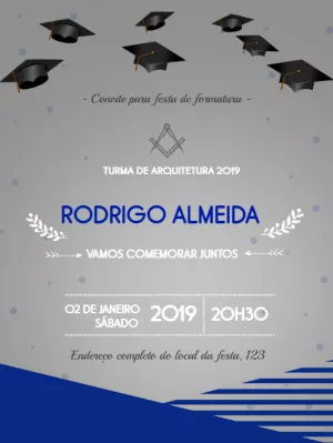 Convite de Formatura Arquitetura Moderno para Editar Online
