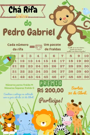 Chá Rifa Safari com Animais para Editar Online