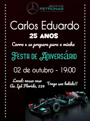 Convite Aniversário Fórmula 1 Mercedes para Editar Online