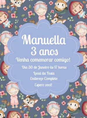 Convite Aniversário Chapéuzinho Vermelho para Editar Online