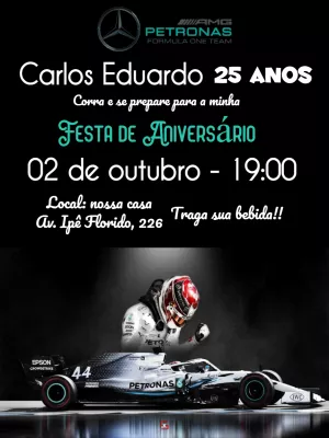 Convite Aniversário Fórmula 1 Mercedes para Editar Online