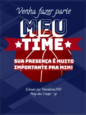 Convite Aniversário Basquete Meu Time para Editar Online