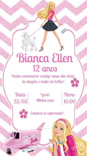 Invitación de cumpleaños Barbie – Estático – Laiane